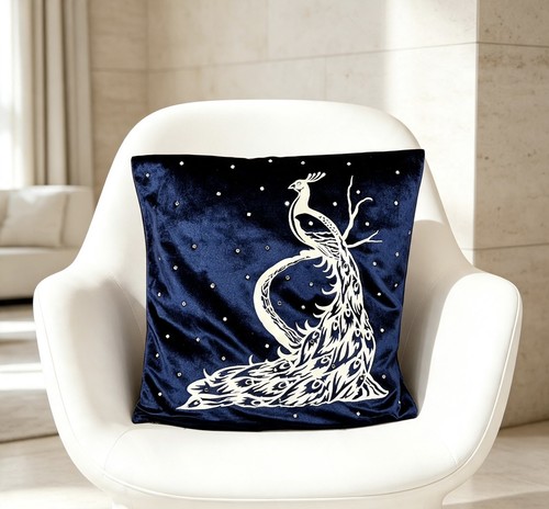 Navy grey velvet peacock - navy,