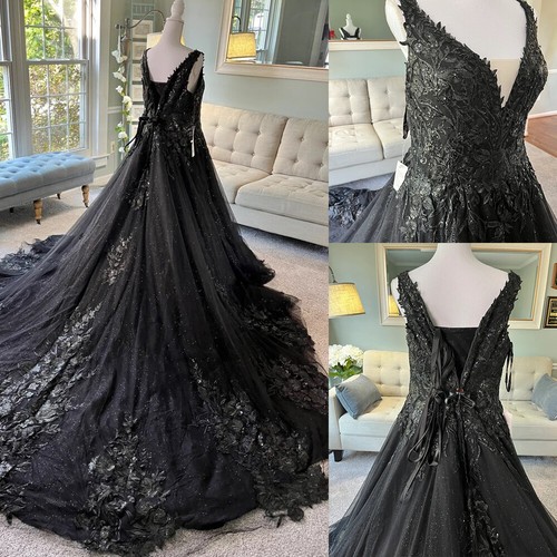 Gothic black wedding dresses - black,