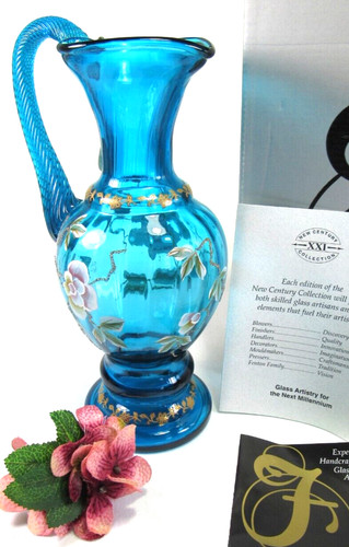 Fenton pitcher turquoise glass - turquoise,