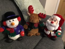 Kleeneze Interactive Singing Dancing Christmas Trio Santa Reindeer Snowman Plush