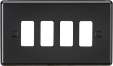 Knightsbridge 4G Grid Faceplate -Alloy Steel Round Edge Matt Black New-Marks