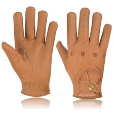 MENS CLASSIC DRIVING GLOVES SOFT GENUINE REAL LAMBSKIN LEATHER BLACK BROWN TAN