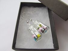 Handmade Unusual Glass Jar of Sweets ~ Liquorice Allsorts Novelty Earrings