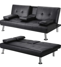 Sofa bed seater black faux - sofa,