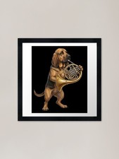 Bloodhound Playing French Horn