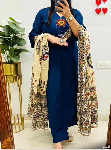 Women blue cotton kurta - blue,