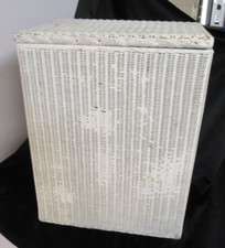 Vintage 60s Lloyd Loom Linen Storage Ottoman Slim Space Saving with Badge