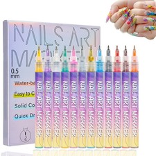 12 Colours Nail Art Paint Pens Set Quick Dry Liner Dotting Drawing Markers UK