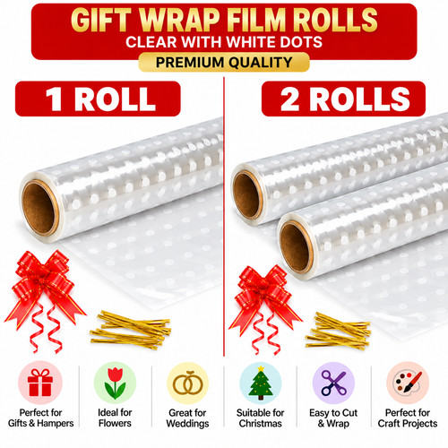 Clear white dot cellophane - clear,
