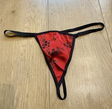 Red Black Burlesque Thong One Size
