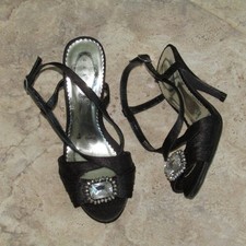 Debut black satin peep toe