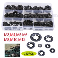 340pcs Internal Tooth Star Lock Spring Quick Washer Push On Speed Nut Assortment