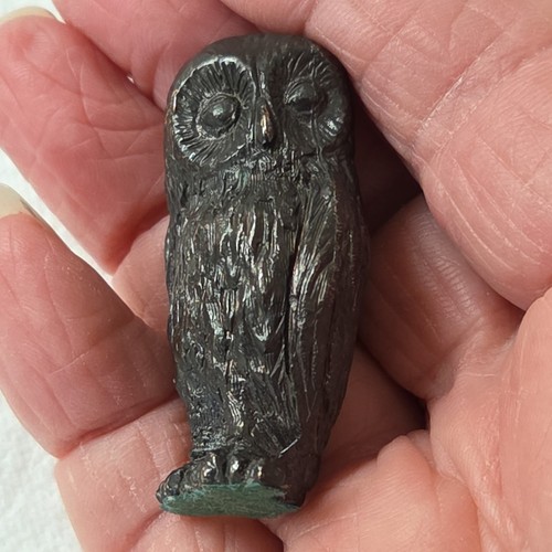 Vintage miniature bronze - bronze, owl