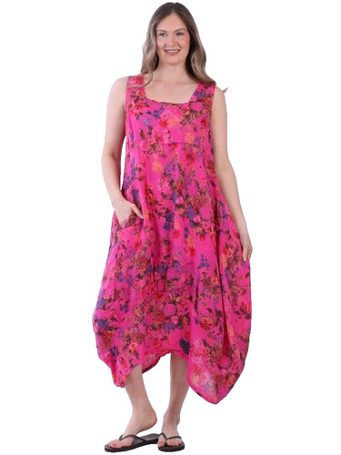 Italian linen floral dress - italian,