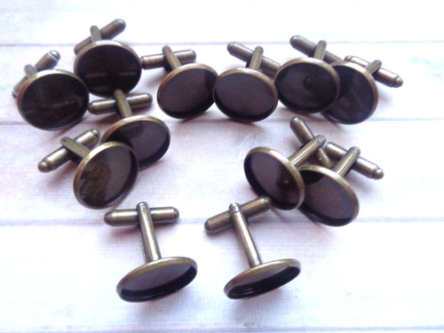 12pcs bronze cufflink - bronze, blanks