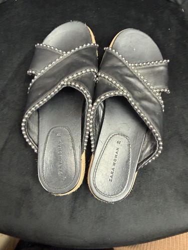 Zara woman black leather - zara,