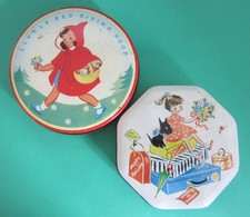 2 Vintage Toffee Tins Wilkin's Little Red Riding Hood, Girl with Dog Sweet Tins