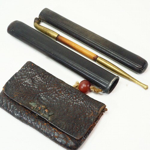 Vintage tobacco set leather - tobacco,