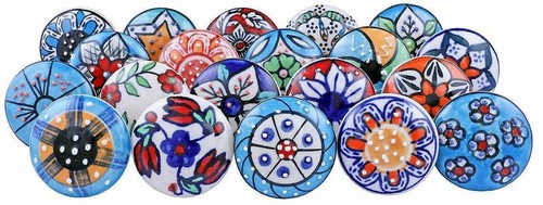 Colorful knobs handpainted - colorful,