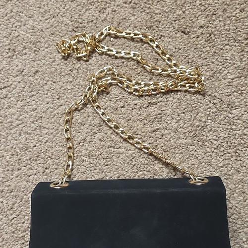 Black velvet satin clutch - black,