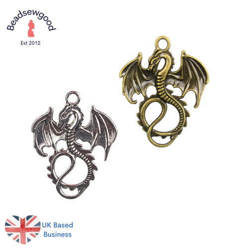Large dragon pendant charms - 5,