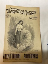 Antique 1800’s French Opera Illustrated Sheet Music Les Adieux De Mignon 