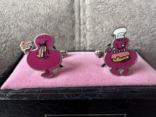 Vintage 2004 Mr Greedy Cufflinks Boxed Eating / Cake / Chef Fancy Dress