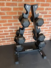 Hex Rubber Dumbbell Set 10/12/16KG WITH Mirafit Storage Rack - NEW but unboxed