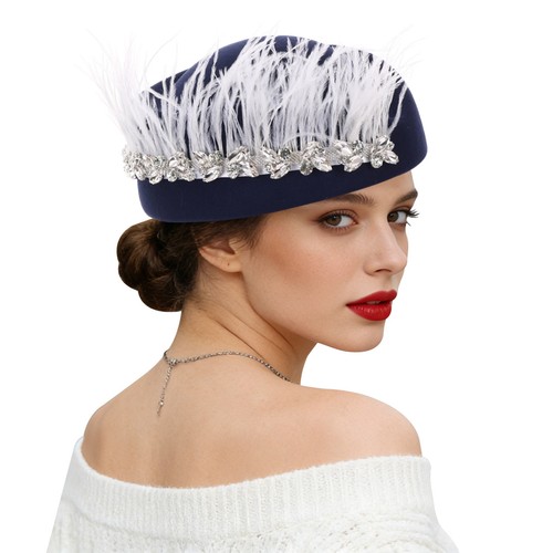 Feather beret cap women - beret,