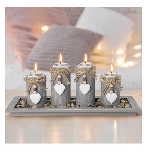 Set wooden candle holders - wooden,