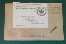 GB OHMS Inland Revenue to Collector of Taxes slogan cancel 1961 re-use label
