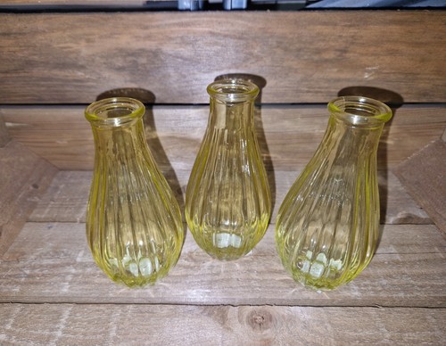 Glass bud vases pcs yellow - glass, x3
