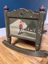 Antique / vintage dolls crib / cot /cradle Handpainted FREE uk postage