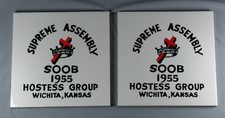 2 Vintage 1955 Masonic Tiles - Supreme Assembly SOOB Hostess Group Wichita, Ks.