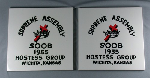 Vintage 1955 masonic tiles - tiles,