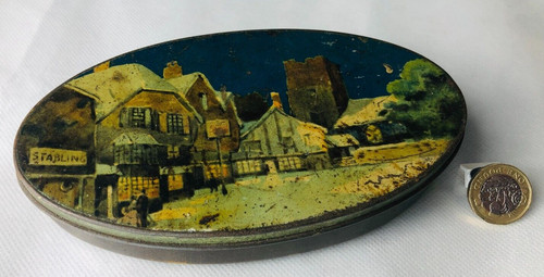Advertising tin oval town - tin,