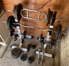 160kg Cast iron weights, EZ bar, squat rack, tricep,  job lot