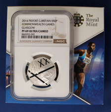 2014 Silver Proof Piedfort 50p coin "C/Wealth Games" NGC PF69 with Case & COA