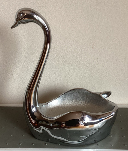 Vintage silver tone metal - vintage, swan