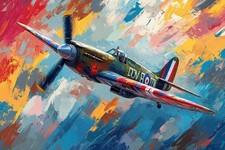 Spitfire Style Aircraft Canvas Picture Print Wall Art