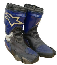 ALPINESTARS MOTORCYCLE RACE BOOTS WORN & HAND SIGNED BY MICHAEL RUTTER 2014 UK 9
