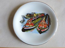 Vintage 12cm trinket dish, Pall Mall Ware.  painted narrowboats barges