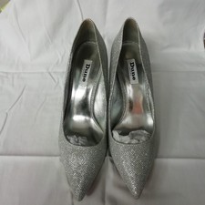Dune 381 Ashley Silver Fabric Pointed Court Shoes Size 6/39