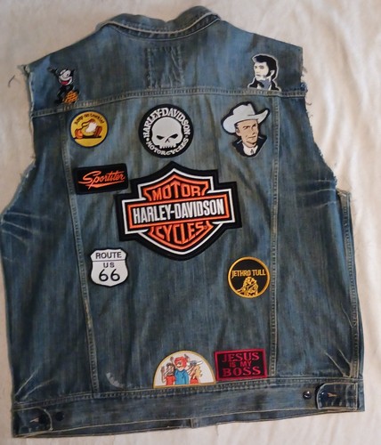 Custom denim biker hippy - biker, vest
