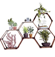 7 Tier Hexagonal Plant Stand Indoor Garden Flower Pots Display Wooden Rack Shelf