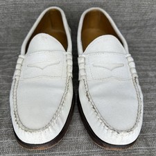 Vintage Ralph Lauren White Suede Leather Penny Loafers Mens 8 Made in USA