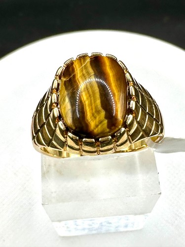 Mens gold ring tigers - , eye