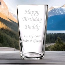 PERSONALISED ENGRAVED 50th PINT GLASS 18th 21st 30th 40th Birthday Gift Boxed