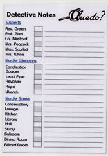 Reusable Cluedo Detective Notes Sheets x 6 Laminated Dry Wipe A6 Size