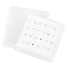  24  Sterling Silver Aurora Borealis Claw Set  Jewel Nose Studs Piercing Boxed 